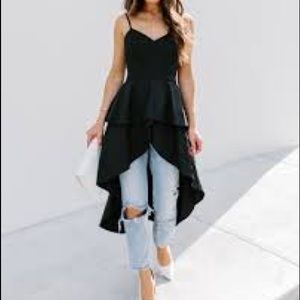 Eclect Black Hi-low Spaghetti Strap Top | Size 12